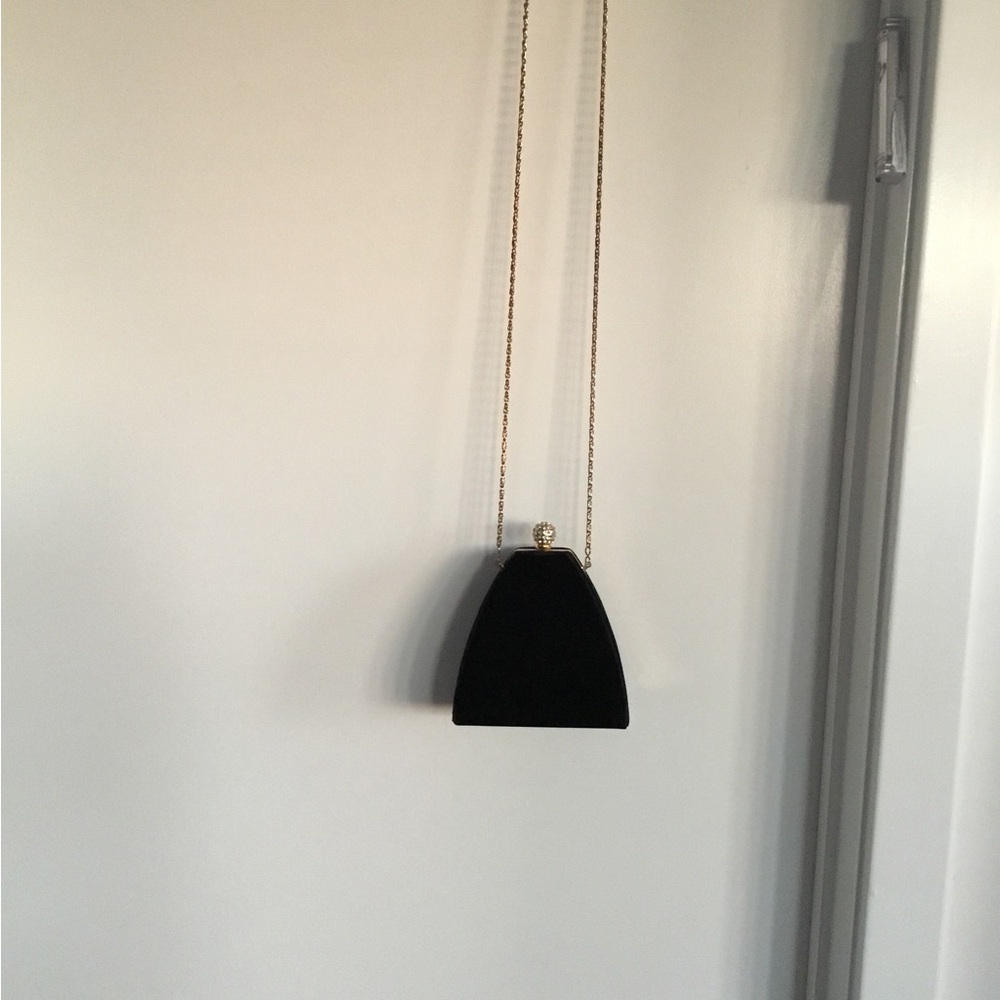 Black Suede Mini Crossbody Bag with Gold Chain